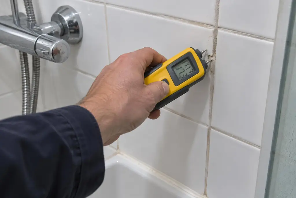 Lekdetectie Voorburg – vochtmeter op badkamertegels bij de douche